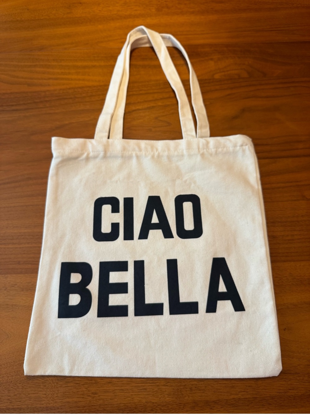 Ciao Bella Off-White Zippered Canvas Tote Bag, NEW.